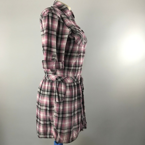 Miley Cyrus button tie tunic top long short sleeve soft flannel feel - Picture 5 of 8